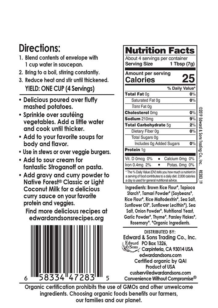 Roads End Organics Savory Herb Organic Gravy Mix - Vegetarian Gravy Mix Packets, Vegetarian Gravy Powder, Vegan Gravy Packets - 1 Oz (Pack Of 12)