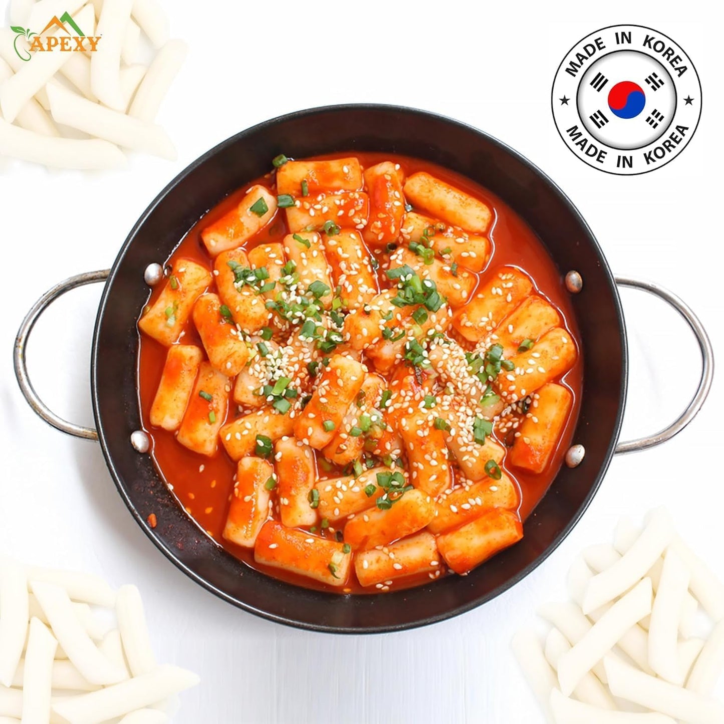 Apexy Korean Rice Cake Tteokbokkik Rice Cake, Chewy Tteok, Authentic Korean Street Food Snack, Perfect With Cheese And Ramen Noo