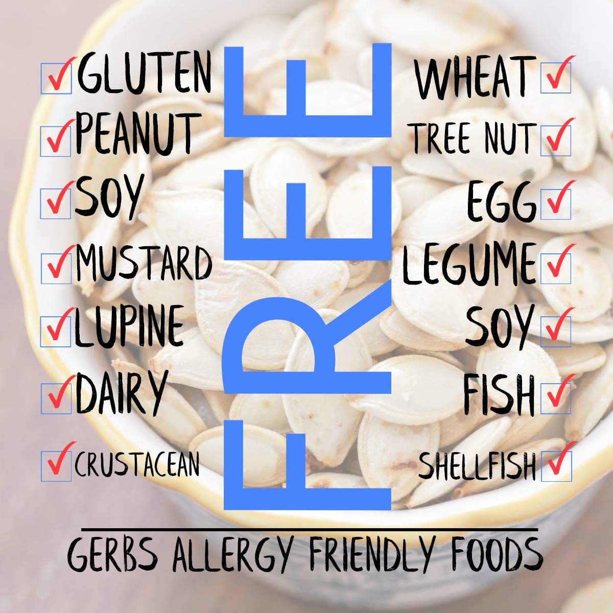 Gerbs Raw Whole Pumpkin Seed 2 Lbs, Top 14 Allergy Free, Healthy Protein Packed Superfood Snack, Non Gmo, 10.5 Mm Size, Grown Usa & Packaged On Dedicated Equipment