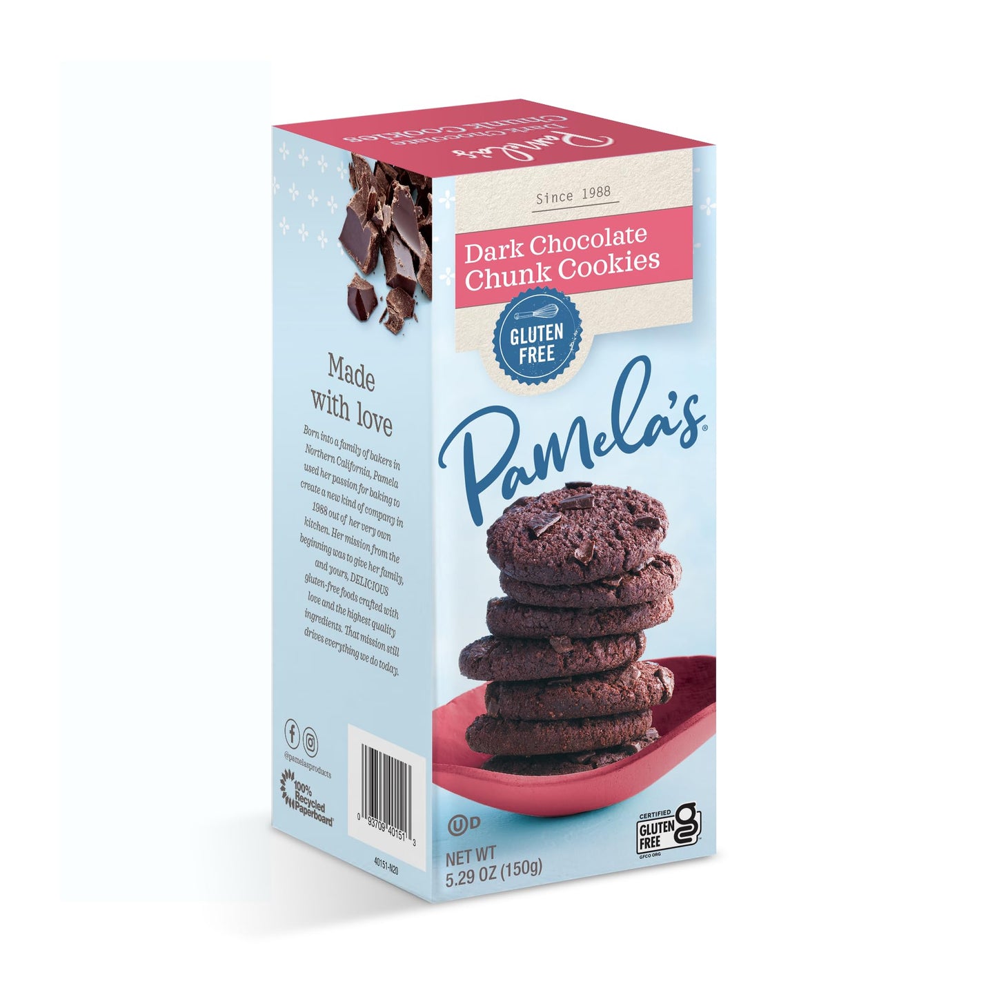 Pamela'S Dark Chocolate Chunk Gluten Free Cookies, 6.25 Oz Boxes (Pack Of 6)