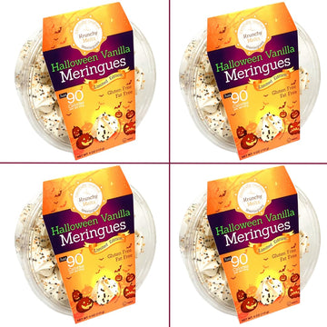 4 Pack Krunchy Melts Original Meringue Cookies | Halloween Vanilla 4-Pack | Only 90 Calories Per Serving | Fat Free, Gluten Free
