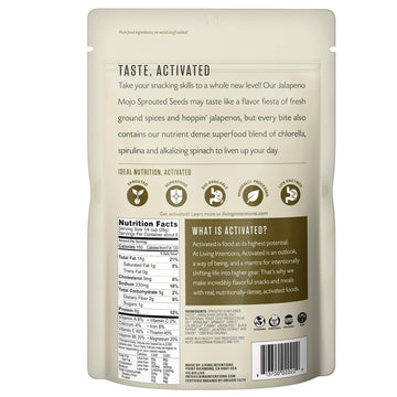 Living Intentions Organic Sprouted Sunflower Seeds: Jalapeno Mojo - NonGMO - Gluten Free - Vegan - Paleo - Kosher - 8 Ounce Unit
