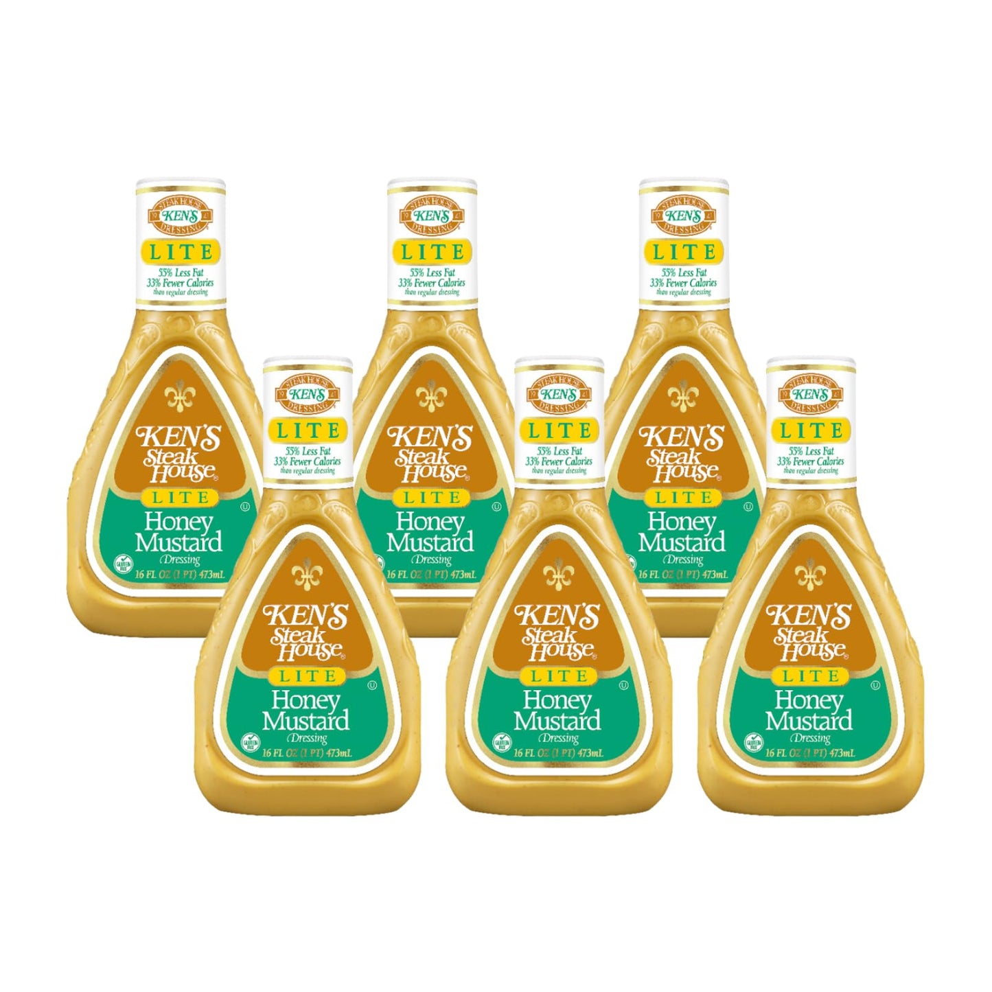 Ken's Steak House Lite Honey Mustard Dressing 16 Fl Oz (Pack of 6)