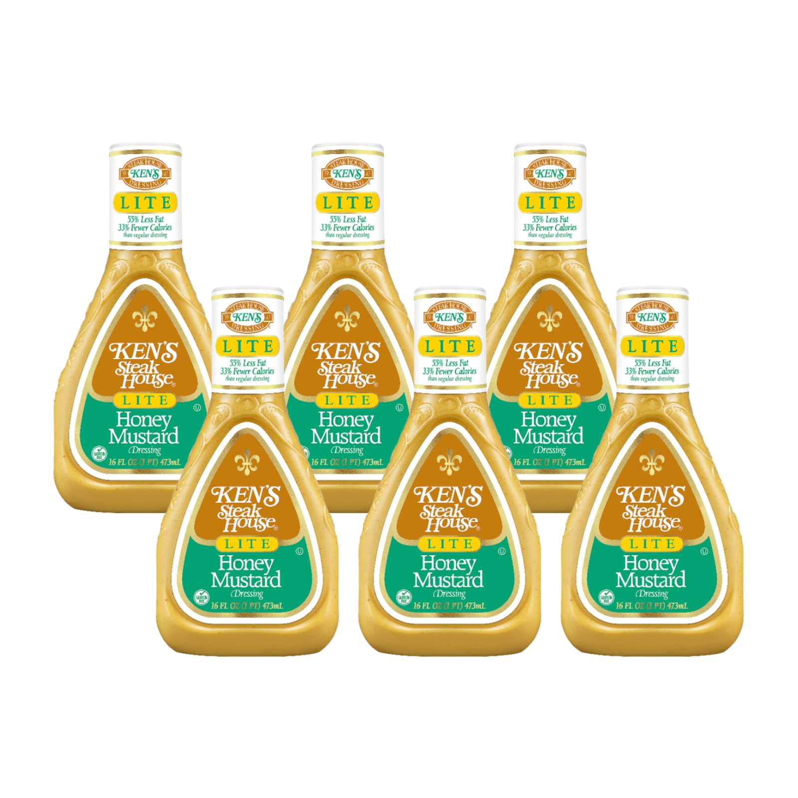 Ken's Steak House Lite Honey Mustard Dressing 16 Fl Oz (Pack of 6)