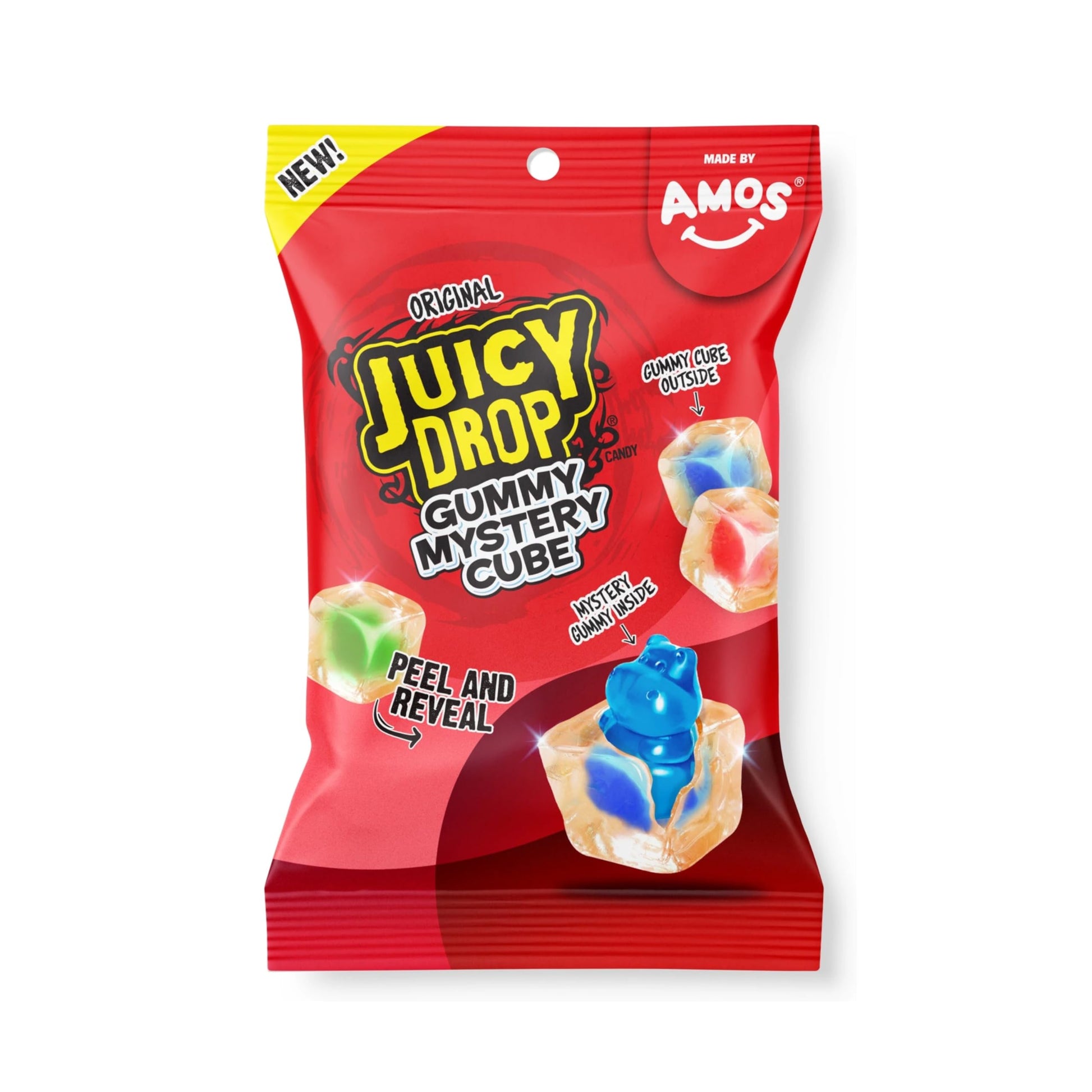Juicy Drop Christmas Mystery Gummy Candy Cubes, Original Flavor, 3.5Oz, Peelable Strawberry Gummy Cube, Mystery Animal Inside, Interactive 2-In-1 Treat For Party Favors, Stocking Stuffers, Kids Gifts