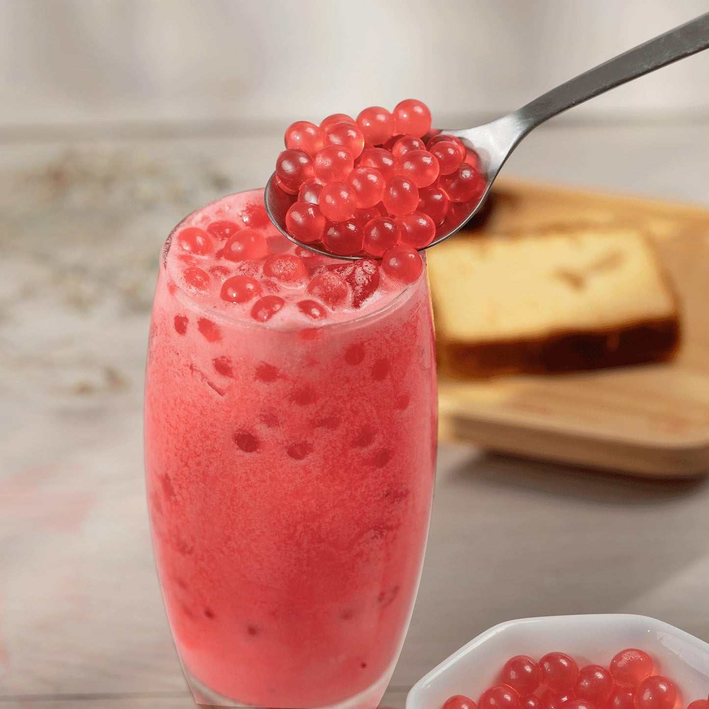 Tea Zone B2063 Raspberry Popping Pearls For Boba Tea Beverages, Sweets, Ice Cream Topping (7 Lbs)