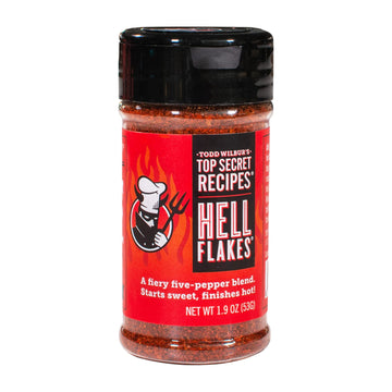 Todd Wilbur's Top Secret Recipes Hell Flakes - Next-Level Crushed Red Pepper Flakes - A Unique Blend of 5 Peppers - Starts Sweet