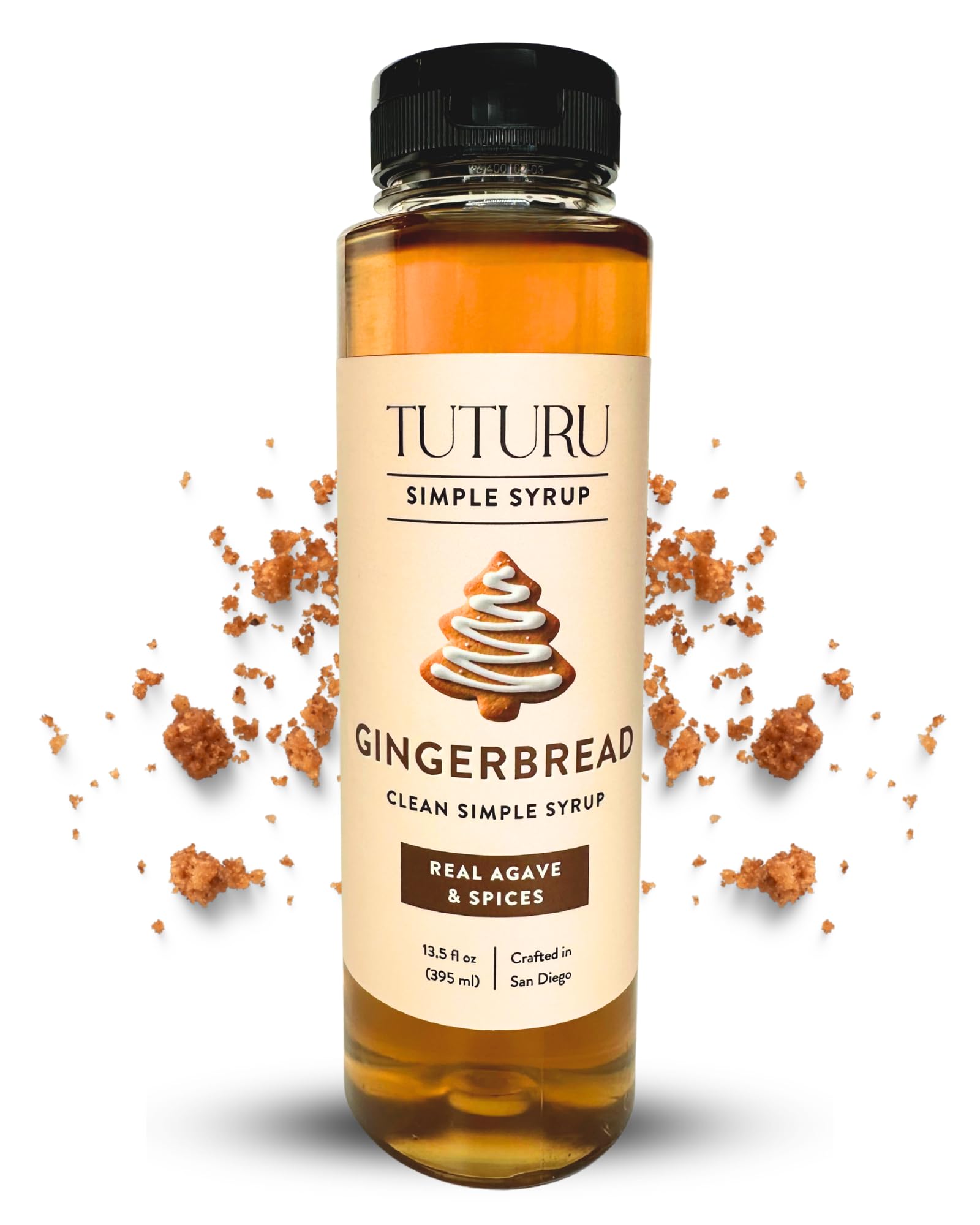 Gingerbread Simple Syrup for Coffee  Cocktails  Matcha - Sweetened with Agave Nectar - Infused with Real Gingerbread Spices - 13.5 oz