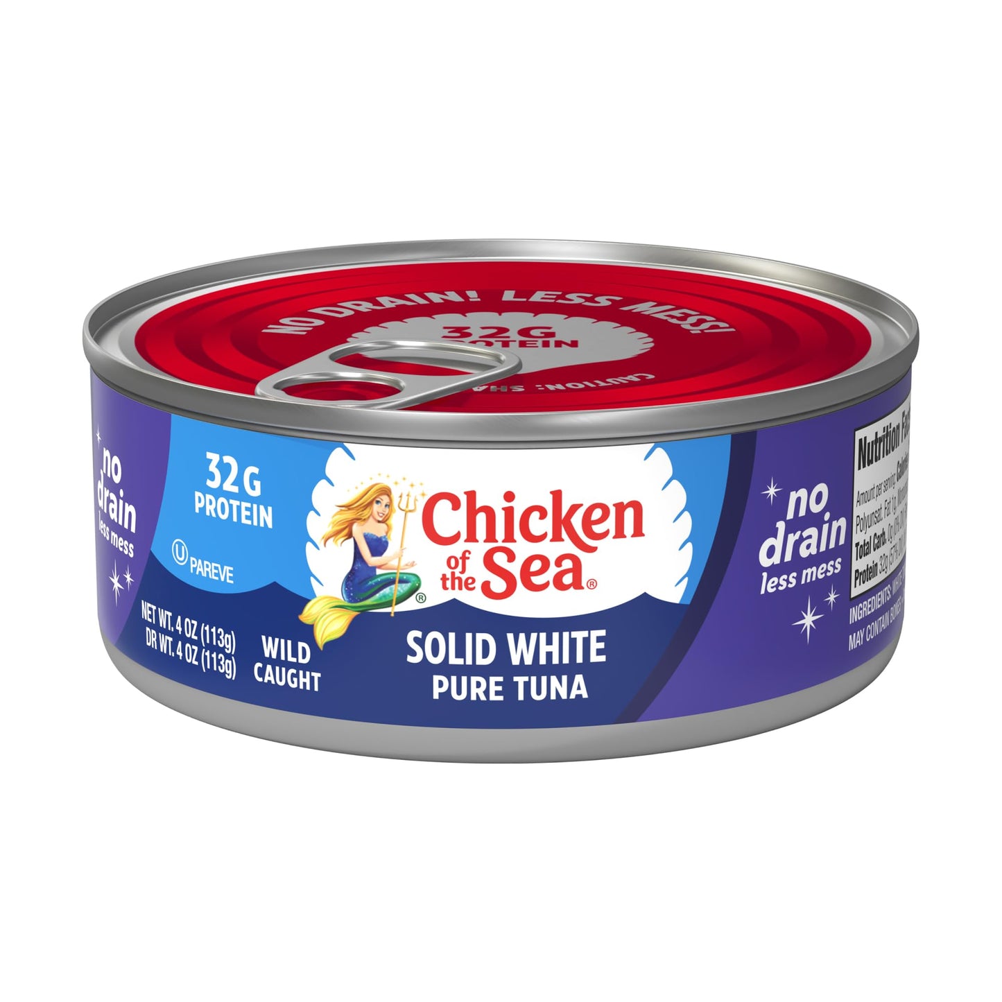 Chicken of the Sea Solid White Pure Albacore Tuna, Wild Caught, No Drain, 4 oz. Can (Pack of 24)