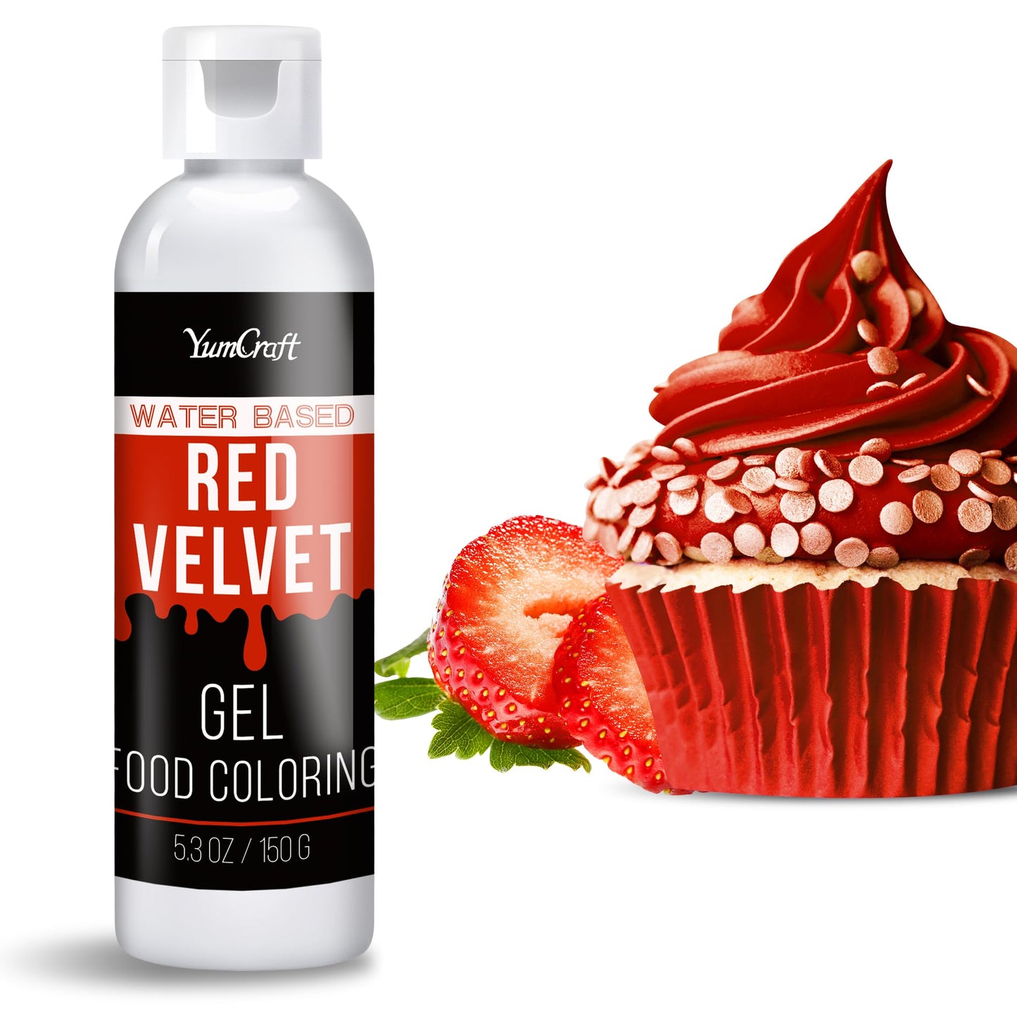 YumCraft Food Coloring Gel - Vibrant Red Velvet Dye for Baking, Icing, Slime - 5.3 Fl Oz