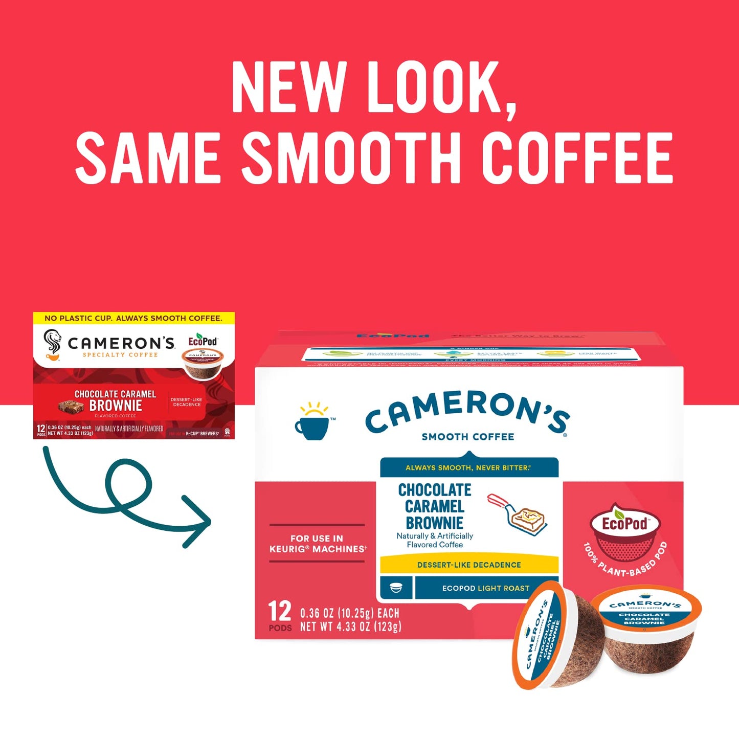 Camerons Coffee Single Serve Pods, Flavored, Chocolate Caramel Brownie, 12 Count (Pack of 1)