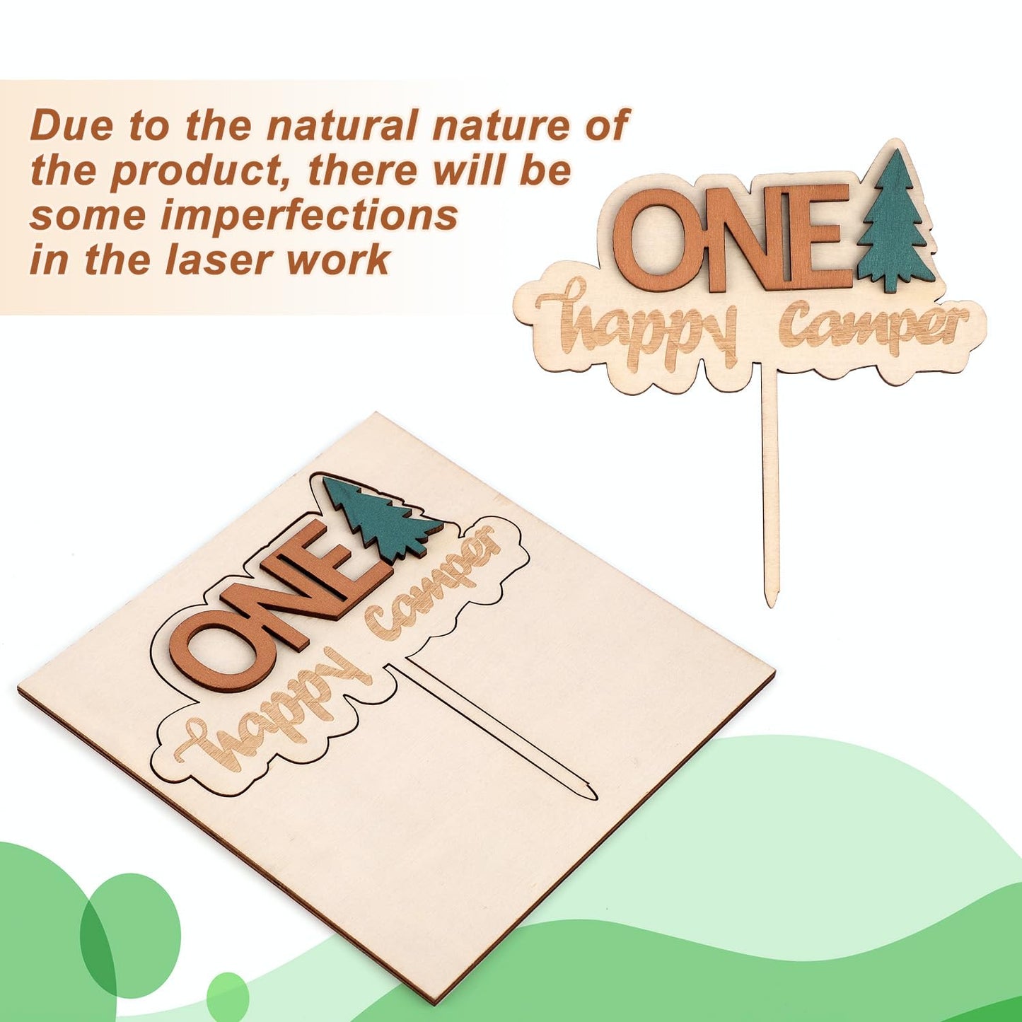 First Birthday Cake Topper, Wooden One Cupcake Topper 1St Birthday Party Decoration Number Cake Photo Props Happy Camper Party Decor For Baby Shower Anniversary