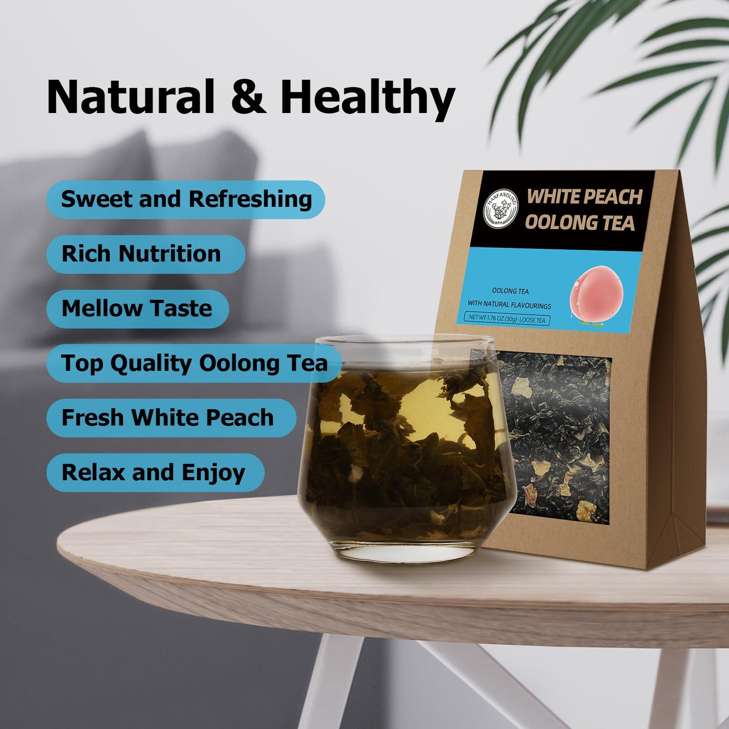 HANFANGLING White Peach Oolong Tea, Loose Leaf, Refreshing Caffeine Alternative, Sweet Peach Flavor