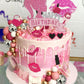 Jevenis Birthday Hot Pink Girl Birthday Cake Decoration Pink Girls Birthday Decoration Pink Balls Palm Leaves Heels Lipstick Bag