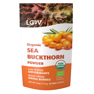 Loov Organic Sea Buckthorn Berry Powder, High In Fiber, Omegas, Vitamin C, Vitamin E, Made From Whole Berries, 4 Oz, Grown In No