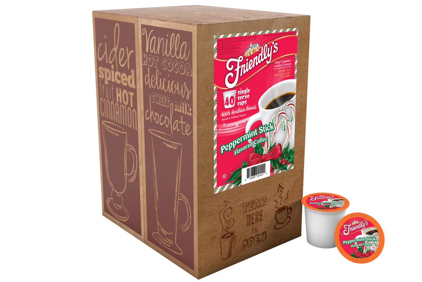 Friendlys Flavored Ice Cream Coffee Pods, Peppermint Stick, 40 Count, Compatible with Keurig K Cup malt-inspired