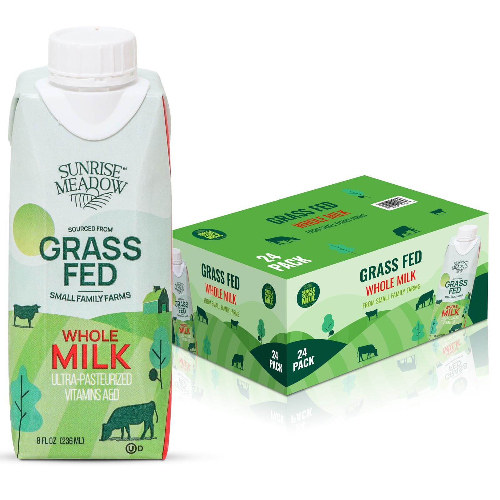 Sunrise Meadow Shelf Stable Whole Milk  Grass Fed Milk Carton Sourced from Small Family Farms  8oz Boxes (24 pack) Great for On the Go  No Refrigeration needed 