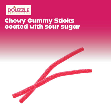 DOUzzle Back To School Sour Sticks Chewy Candy Straws Red Strawberry (3.5 OZ - 1 Pack) Goodie Bag Stuffer, Pinata Filler - Koshe