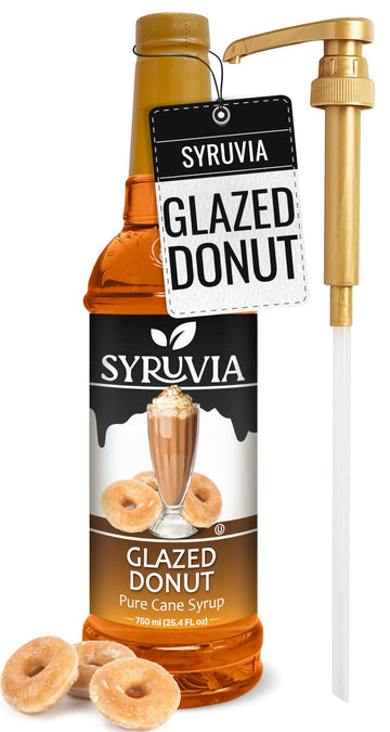 Syruvia Glazed Donut Coffee Syrup - 25.4 fl oz Premium Coffee Flavoring Syrup - Kosher Coffee Syrups, Gluten Free, No Coloring, 