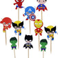 Confetti 24Pc Cartoon Superhero Cupcake Topper For Kids Birthday Party Cake Decoration Supplies Super Heroes Cupcake Toppers Cup