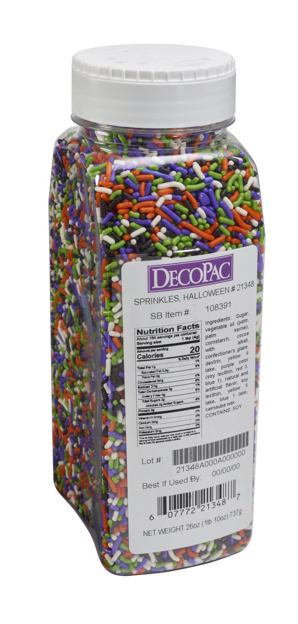 DECOPAC Candy Sprinkles, 26oz, Halloween Sprinkle Mix, Fancy Sprinkles in Handheld Container, Edible Sprinkles For Celebration C