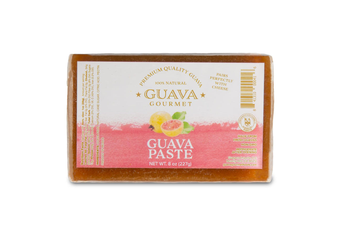 Guava Gourmet Guava Paste (8 Oz. Bar - 3 Pack), Fresh Guava Fruit Preserves, All- Natural, Non-Gmo, Vegan, Gluten And Cholestero