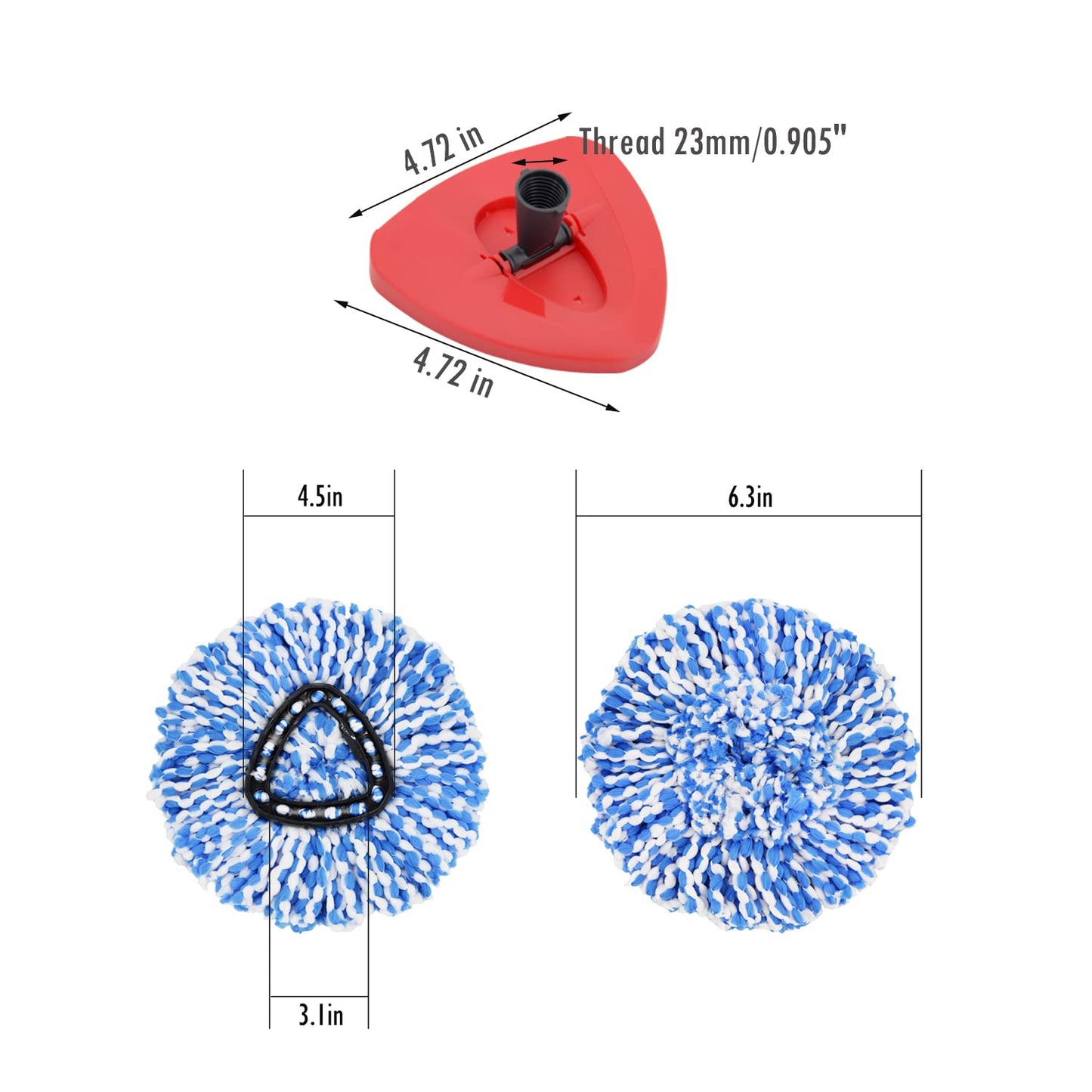 4 Pack Spin Mop Replacement Heads Microfiber Mop Refills Compatible With 2 Tank System Replace Head Safe For Cleaning All Hard-S