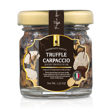 Gourmanity Tartufi Black Truffle Slices, Truffle Carpaccio in Olive Oil, (Tuber aestivum Vitt.) Add Luxury Flavor to Any Dish, P