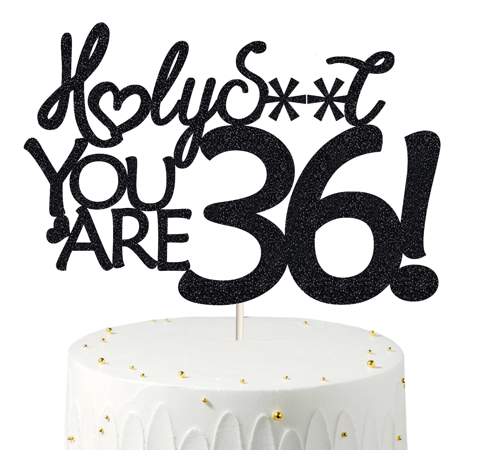 36 Birthday Cake Toppers-Black Glitter, Funny 36Th Cake Topper For Men,36 Cake Topper For Women, 36Th Birthday Decorations,36Th