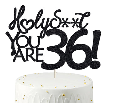 36 Birthday Cake Toppers-Black Glitter, Funny 36Th Cake Topper For Men,36 Cake Topper For Women, 36Th Birthday Decorations,36Th
