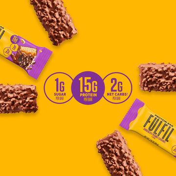 Fulfil Protein Snack Bars, New Recipe Chocolate Peanut Caramel, 15G Protein, Pantry Staples, 12 Count, Packaging May Vary