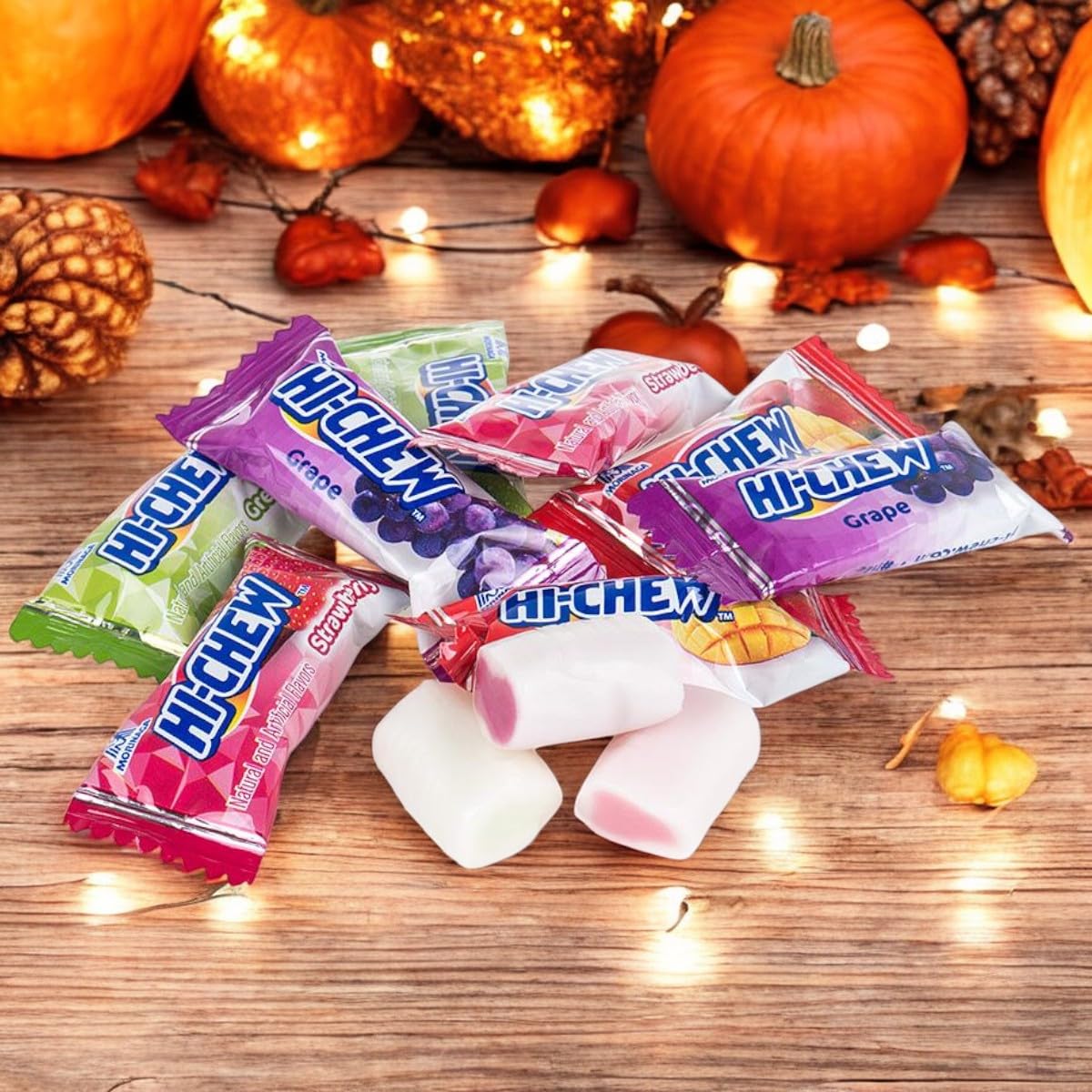 Hi Chew Chewy Fruit Candy-1.5 Lbs Assorted Flavors Grape, Green Apple, And Strawberry Individually Wrapped With Unique, Mouthwat