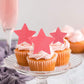 ZHUOWEISM 60 PCS Edible Star Cupcake Toppers Wafer Paper Pink Decorations for Baby Shower, Wedding, Birthday Party Supplies