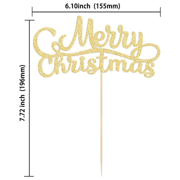 Gyufise 1 Pack Merry Christmas Cupcake Toppers Gold Holiday Xmas Cake Picks Decorations For Christmas Party Supplies Happy New Y