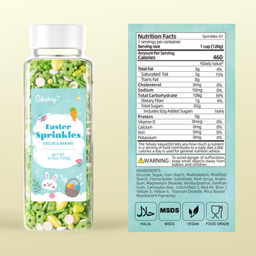 Cobakey Easter Sprinkles For Cookies 4.23 Ounce Spring Sprinkles For Baking Green Easter Eggs Perfect For Easter Cake Decoration