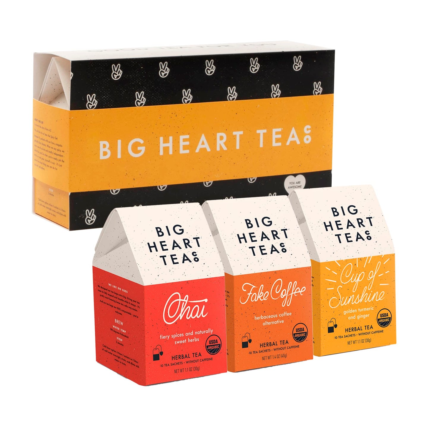 Big Heart Tea Co. Spicy Tea Bags Gift Set - Certified Organic, Ayurvedic Herbal Tea - Small Batch Ground Herbs, Spices In Zero P