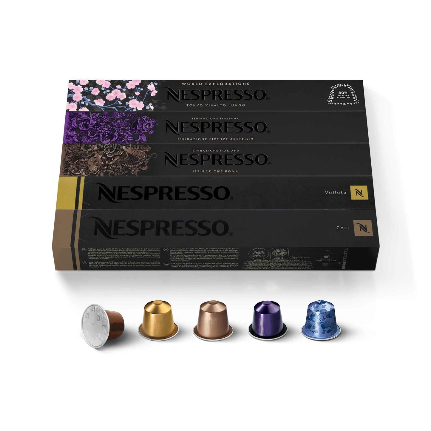 Nespresso Espresso Coffee Pods, Ispirazione Variety Pack, Mild to Dark Roast, 50 Count, Model 4161595