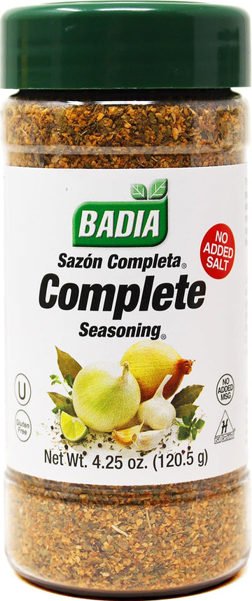 Badia Complete Seasoning Salt-Free  4.25 oz - All-Purpose Spice Blend of Garlic  Onion  Pepper  Herbs & Spices - Savory Signature Blend