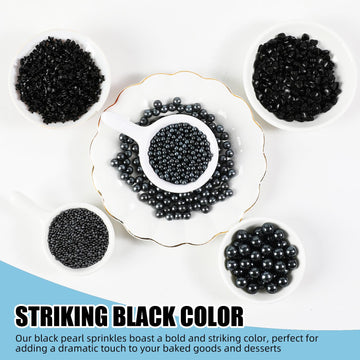 Kasvan Black Pearl Sprinkles, 6 Sizes Mix For Cake Decorating, 230G/8.1Oz, Baking Cake Decorations, Ice Cream Toppings And Cooki