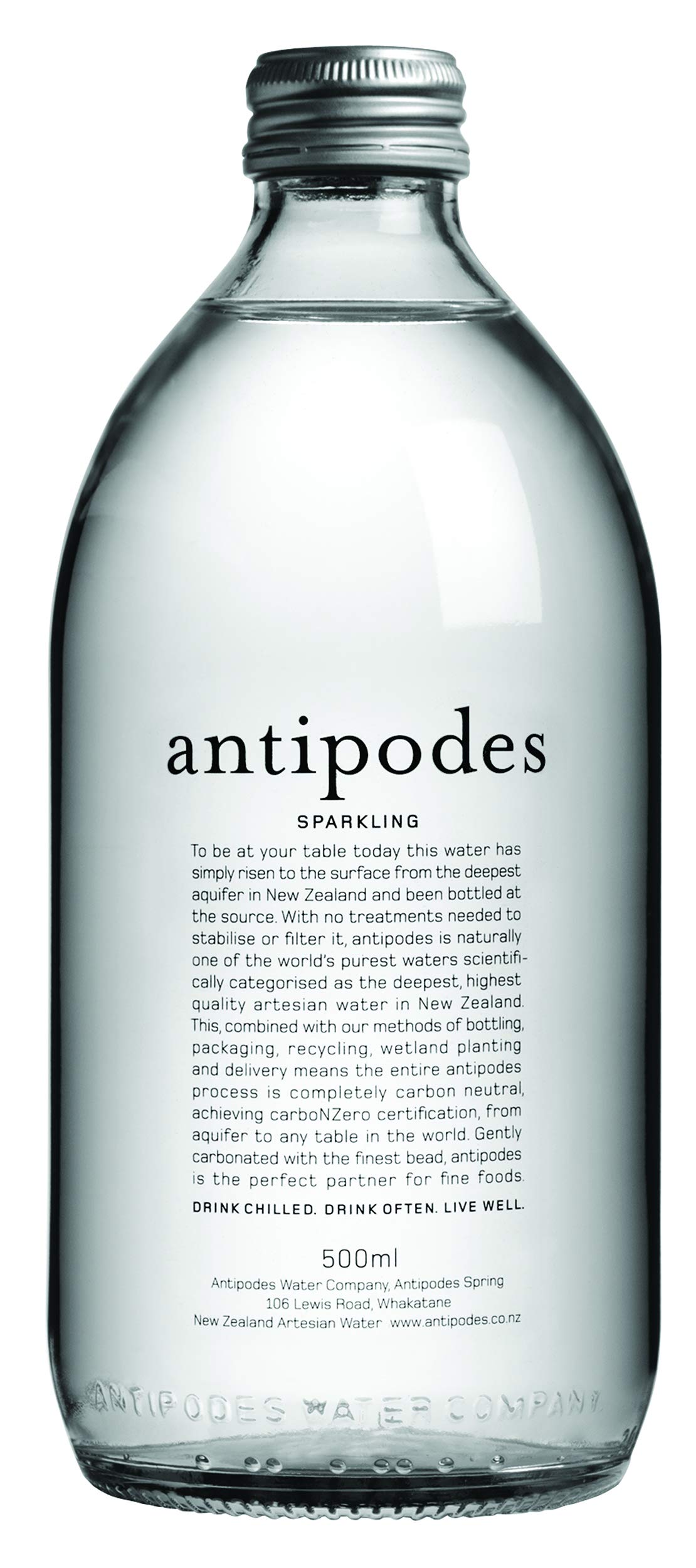 ANTIPODES Sparkling Water - 16.9 Fl Oz (Pack of 12 Glass Bottles)