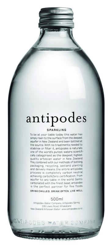 ANTIPODES Sparkling Water - 16.9 Fl Oz (Pack of 12 Glass Bottles)