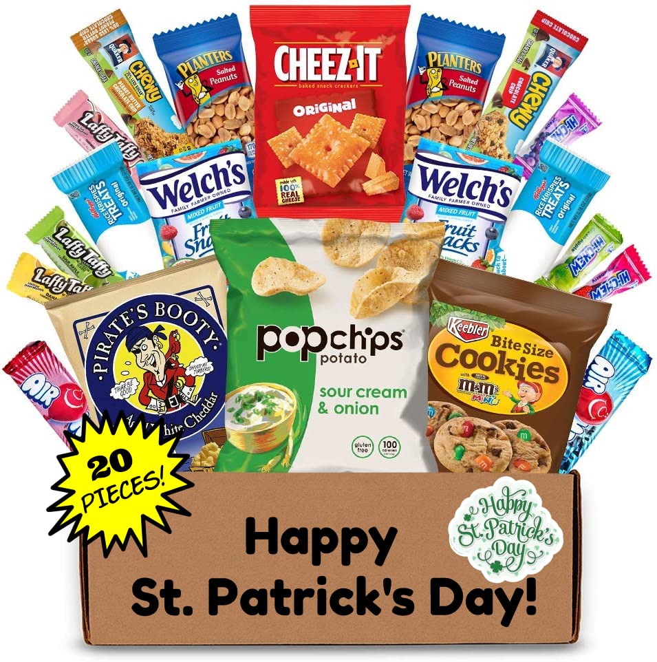 Hangry Kits St Patricks Day Candy Snack Box | Gift Basket Snacks for Kids & Loved Ones! St Patricks Day Snacks Gifts for Him, He