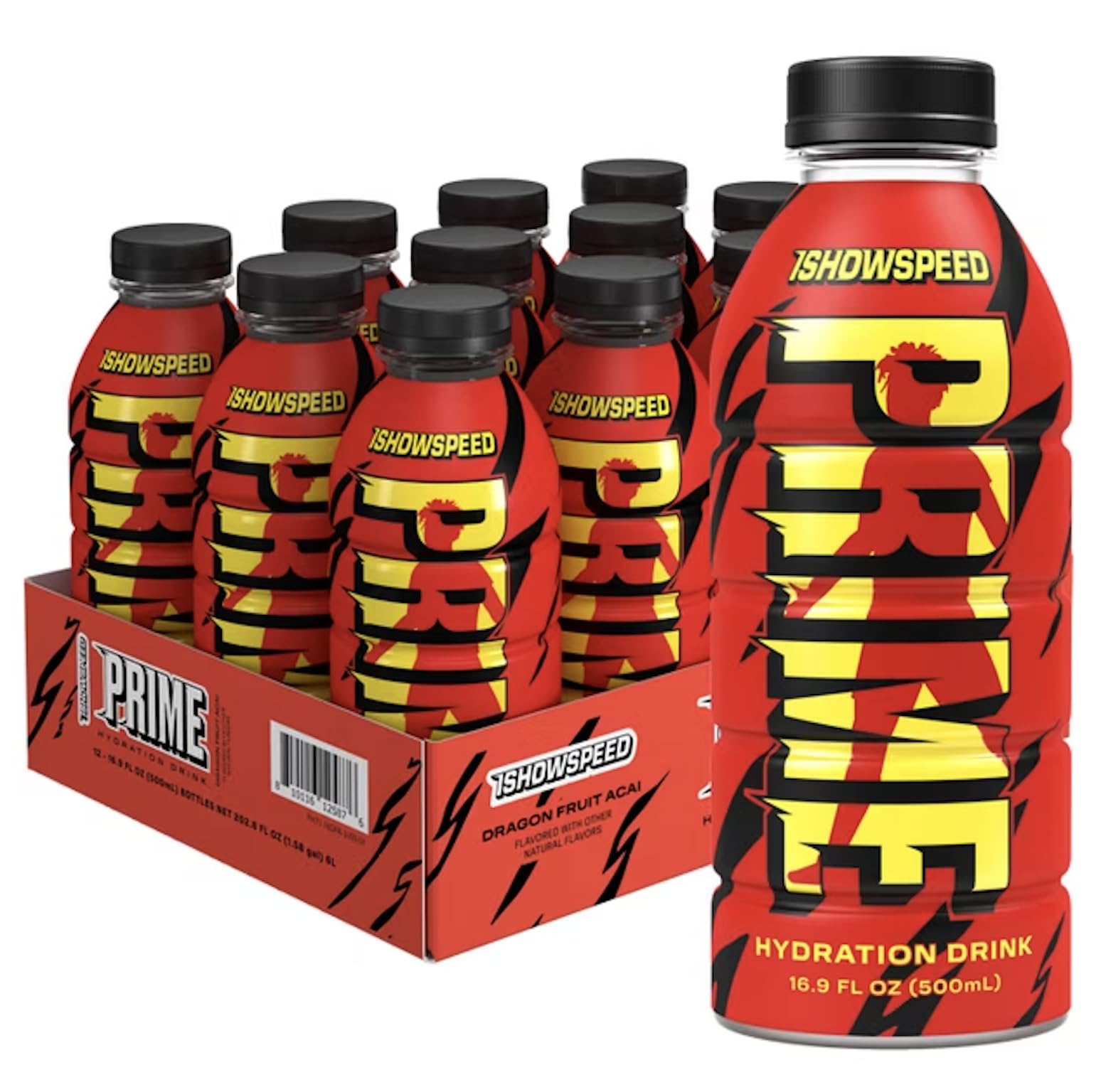 Prime Hydration Ishowspeed  Sports Drinks  Electrolyte Enhanced For Ultimate Hydration  250Mg Bcaas  B Vitamins  Antioxidants  Low Sugar  16.9 Fl Oz  12 Pack