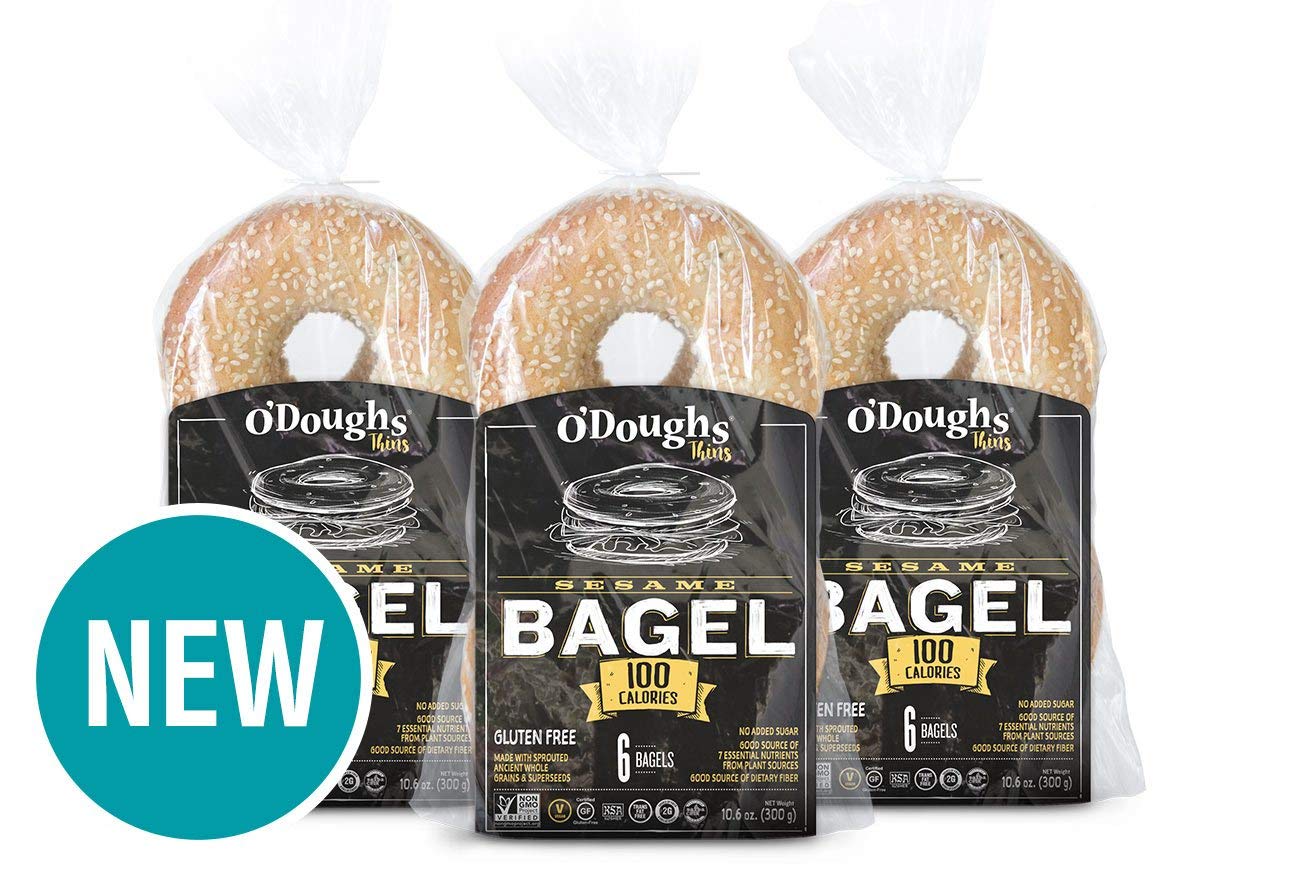 O'Doughs Thins - Sesame Bagels 10.6 Oz | Presliced | Good Source Of Fibre, Cholesterol Free, Trans Fat Free. | Pack Of 3 |
