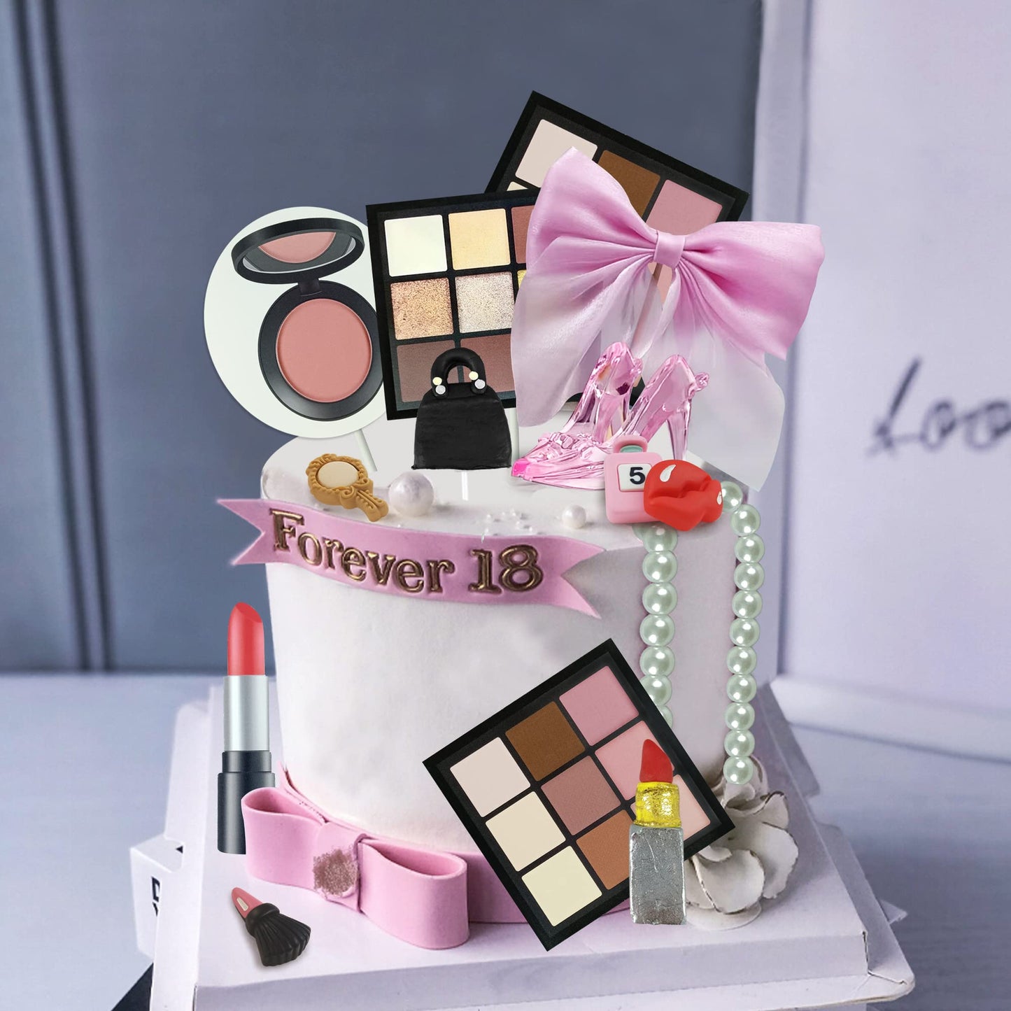 15Pcs Makeup Cake Toppers Makeup Cake Decorations Birthday Cake Decorations Bridal Shower Cake Topper Makeup Birthday Party Supp