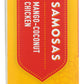 Sukhis Indian Mango Coconut Chicken Samosa Frozen Appetizer Snack with Cilantro Chutney Dipping Sauce 10oz