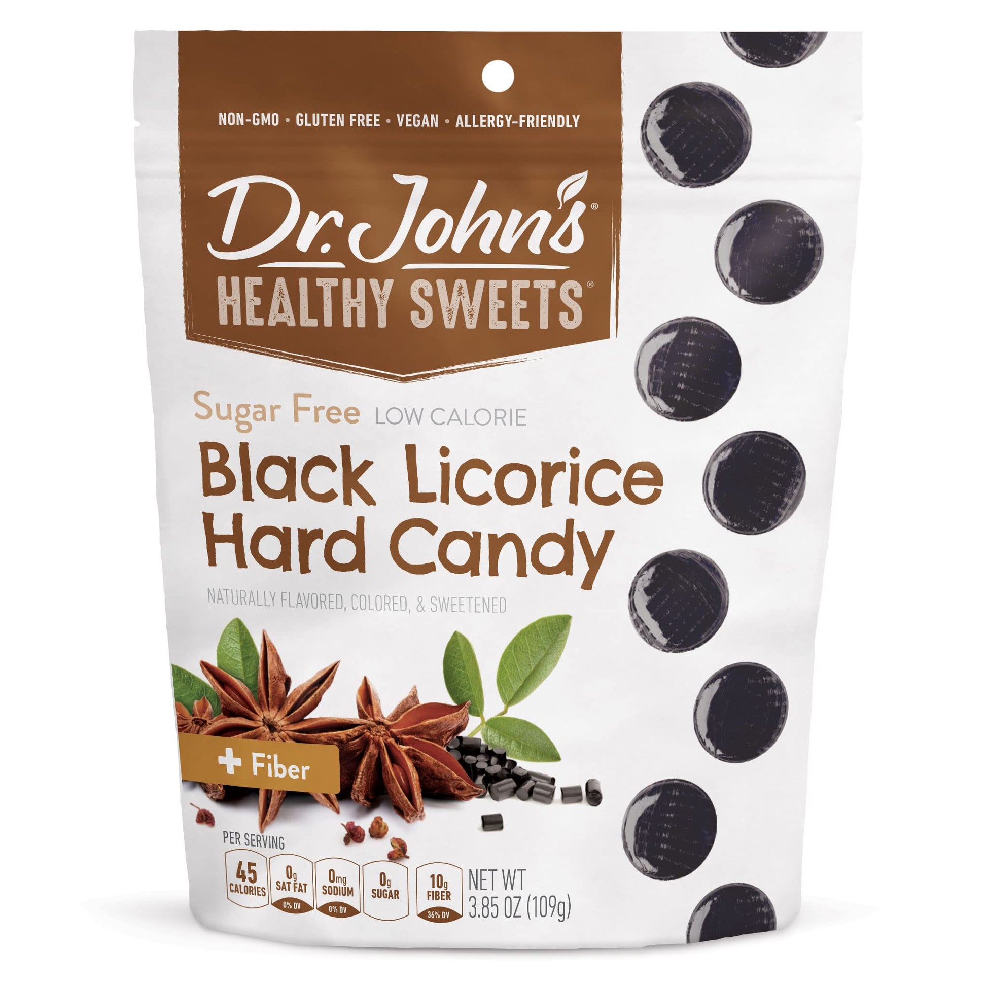 Dr. Johns Sugar Free Candy, Healthy Hard Candy With Zero Sugar, Low Calorie Snacks, Keto Friendly, Vegan, Gluten Free, Black Lic