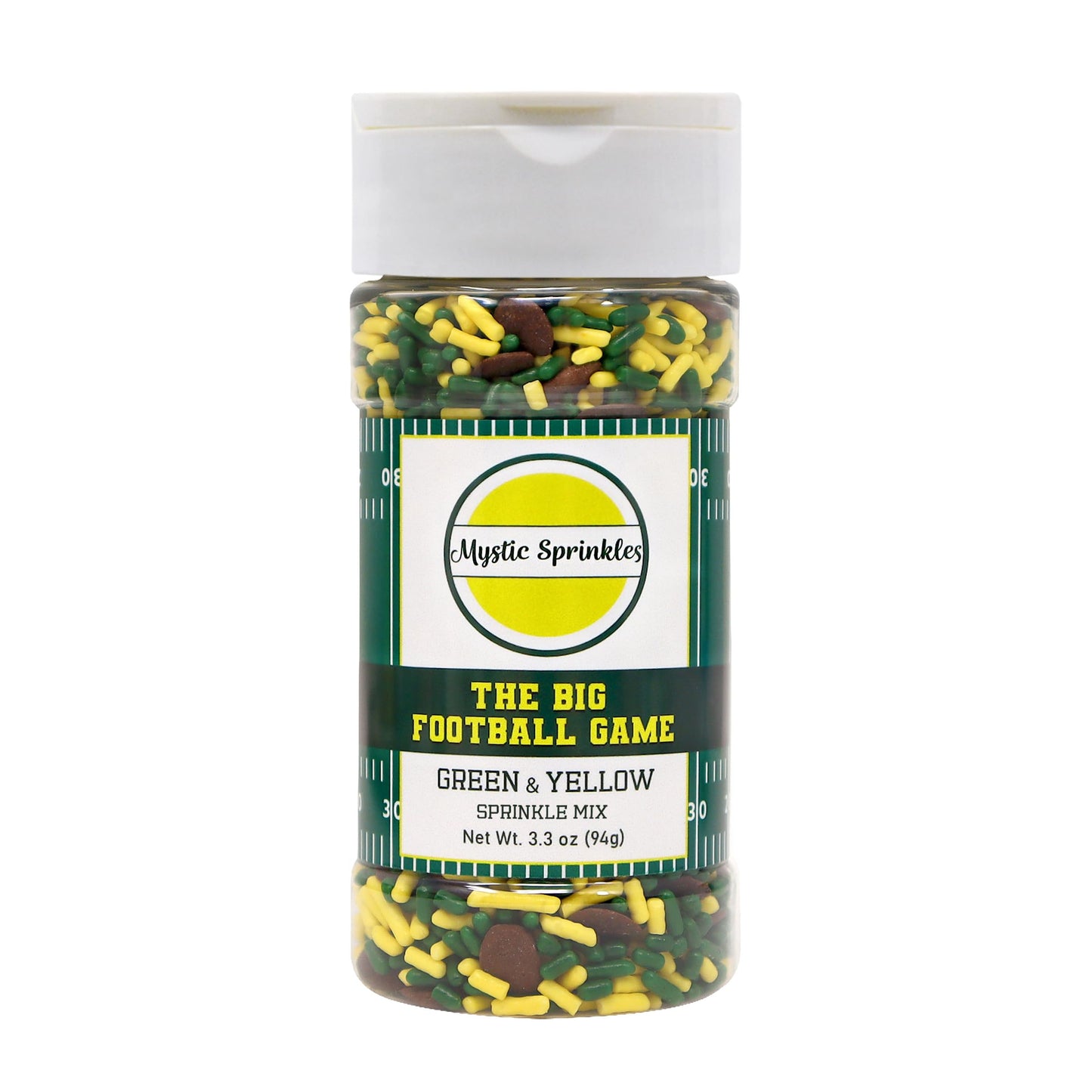 Mystic Sprinkles The Big Football Game Jimmy Mix 3Oz Bottle (Green & Yellow Sprinkle Mix 3Oz)