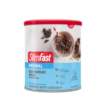 SlimFast Meal Replacement Powder, Original Rich Chocolate Royale, Weight Loss Shake Mix, 10g of Protein, 14 Servings (Packaging 