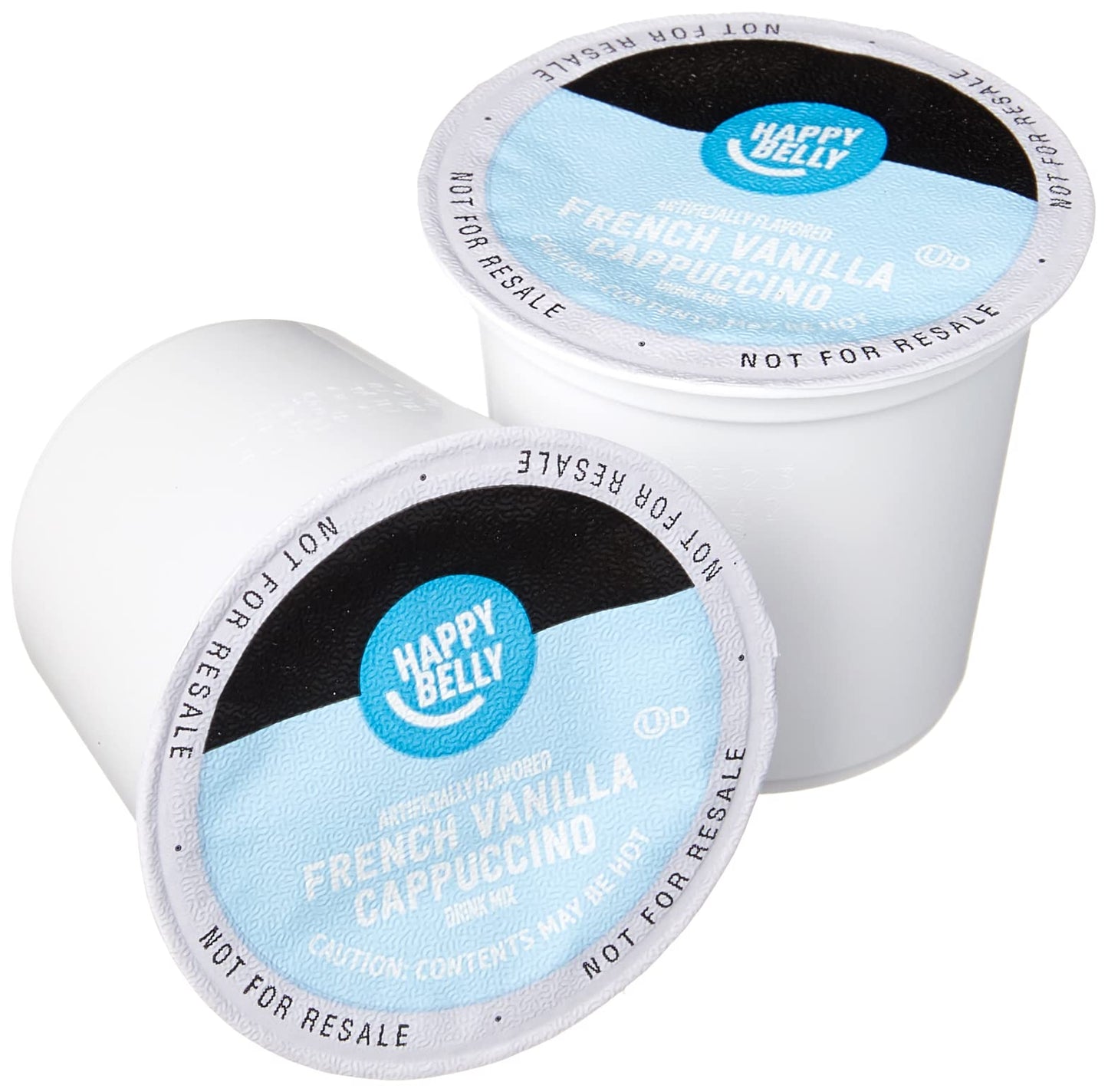 Happy Belly Cappuccino Coffee Pods, French Vanilla, Light Roast, 24 Count, 12.7 Ounce, Creamy Tan
